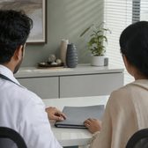 Example frame: a doctor and a patient at a consulting desk